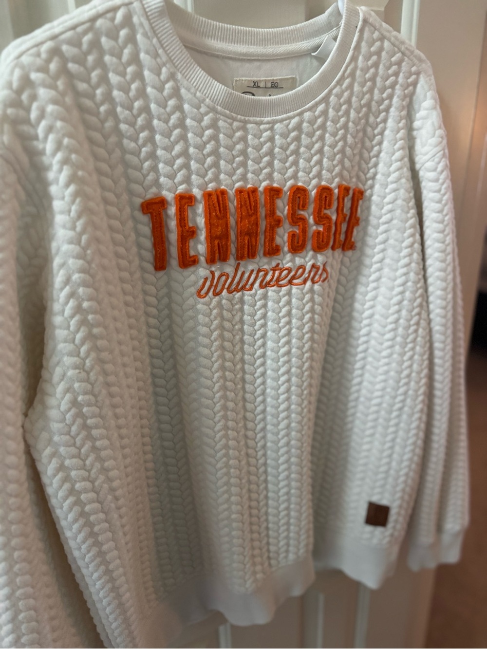 Pressbox White Knit Crewneck with Orange Tennessee Embroidery - Picture 2 of 3